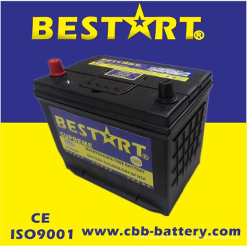 Batterie d&#39;automobile de batterie de voiture de batterie du véhicule 65ah 12V 75D26r-Mf